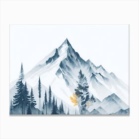 Mountain And Forest In Minimalist Watercolor Horizontal Composition 358 Canvas Print