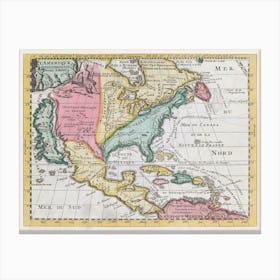 Kaart Van Noord Amerika (1735) Canvas Print