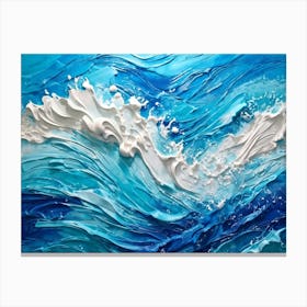 Abstract Turbulent Ocean Surface Turquoise And Blue Hues Dominating Intermingled With White Foam A (1) Canvas Print