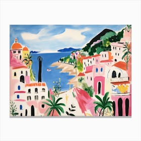 Amalfi Coast Cute Watercolour Illustration 2 Canvas Print