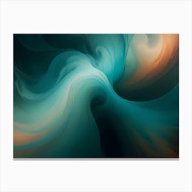 Abstract Image Of Swirling, Fluid Colors In Shades Of Teal, Blue, And Orange Canvas Print