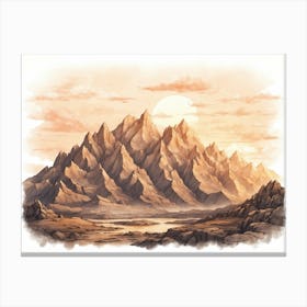 Watercolor Mountain Landscape Canvas Print