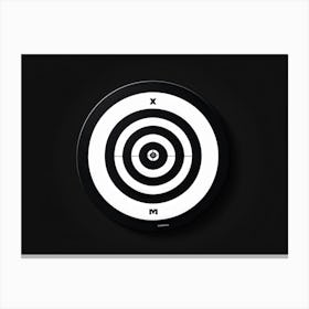 A White Logotype Centered On A Black Dartboard Depicting A Game Of Bullseye Symbolizing Achievement (5) Canvas Print