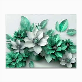 Green Flowers 3 Canvas Print