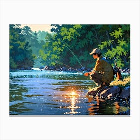 Fishing In The River 1 Canvas Print