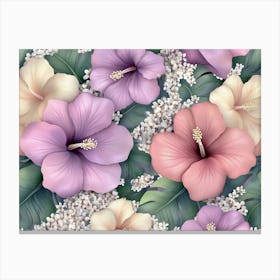 Hibiscus Floral Background, Seamless Pattern Canvas Print