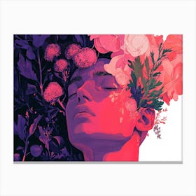 Woman With Flowers On Her Head 8 Canvas Print