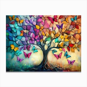 3d Tree with Vibrant Leaves Hanging Branches Illustration Background Abstraction Canvas Print