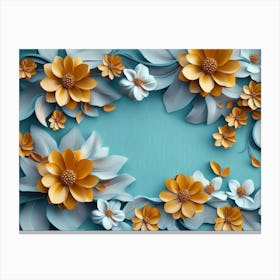 Flowers On A Blue Background 9 Canvas Print