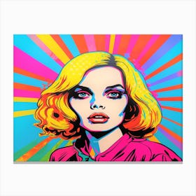 Retro Blond - Portrait & Stripes Canvas Print