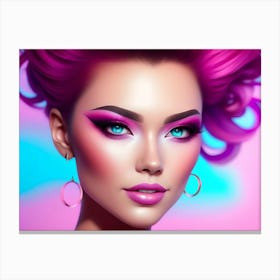 Pink Beautywith Pink Makeup Canvas Print