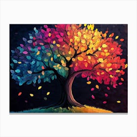 Elegant Colorful Tree With Vibrant Leaves Hanging Branches 6 Canvas Print