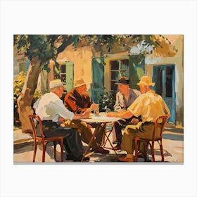 Old Men In A Country Cafe - expressionism 1 Canvas Print