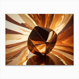 A Close Up Photograph Of A Golden Geometric Shape Against A Background Of Flowing, Golden Lines Canvas Print