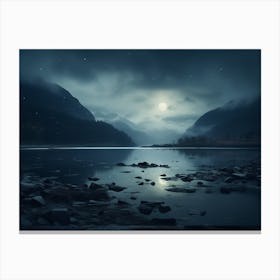 Moonlight Over Lake Canvas Print