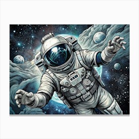 Astronaut Floating In Space Canvas Print