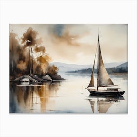 Sailboat Painting Lake House (2) Canvas Print