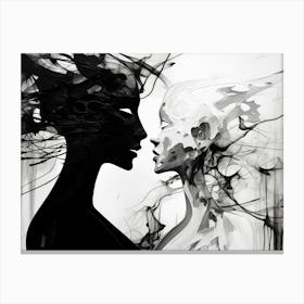 Symbiosis Abstract Black And White 4 Canvas Print