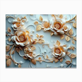 3d High Decoration Background 3d Art Design with Floral 1 Canvas Print