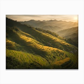 Sunrise Over Rice Terraces Canvas Print