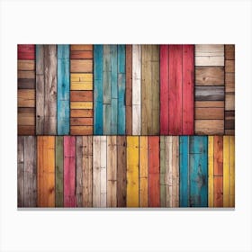 Colorful wood plank texture background 9 Canvas Print