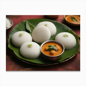 Plate Of Idlis Canvas Print