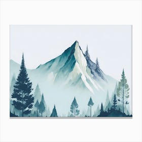 Mountain And Forest In Minimalist Watercolor Horizontal Composition 397 Canvas Print