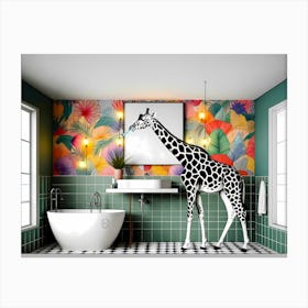 Giraffe Brushing Its Teeth H 1 Canvas Print