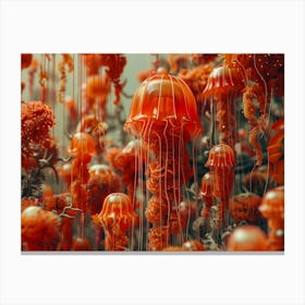 3d orange Jellyfish Flower Canvas Print