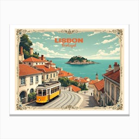 Lisbon Portugal Vintage Travel V 05 Canvas Print