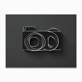 A 3d Rendering Of A Camera Icon In A Black And White Outline Style Canvas Print