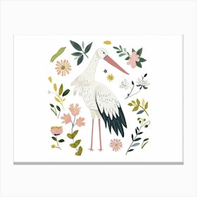 Little Floral Stork 2 Canvas Print