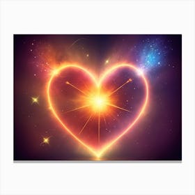 A Colorful Glowing Heart On A Dark Background Horizontal Composition 9 Canvas Print