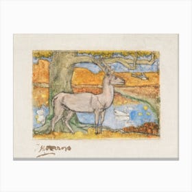 Deer Near A Tree In Front Of A Pond (1895), Jan Toorop Canvas Print
