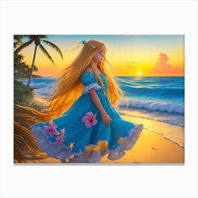 Girl On The Beach Canvas Print