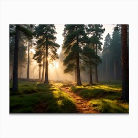 Morning In A Pine Forest Canvas Print