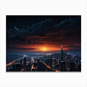 Cityscape At Night 4 Canvas Print