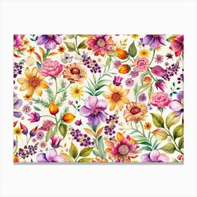 Watercolor Floral Pattern Canvas Print