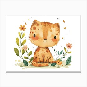 Little Floral Bobcat 3 Canvas Print