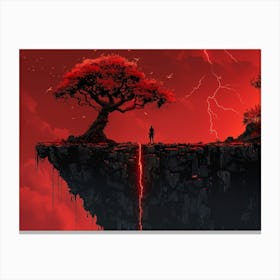 Tree On A Cliff 2 Canvas Print