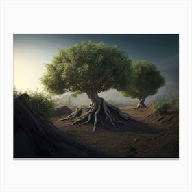 Young Trees Growing On The Ground Canvas Print