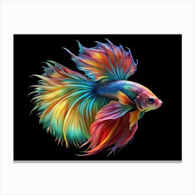 Colorful Betta Fish With Flowing Fins Canvas Print