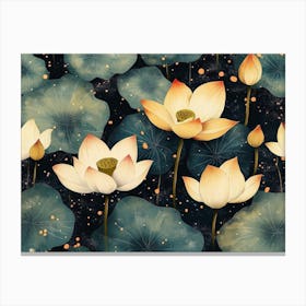 Seamless Lotus Leaf Pattern Textured Canvas Print