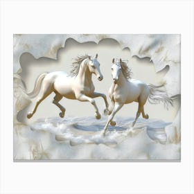 Two Horses Running On The Beach Canvas Print