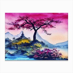 Crimson Twilight Serenity Canvas Print