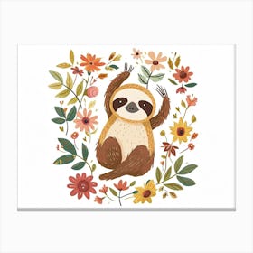 Little Floral Sloth 3 Canvas Print