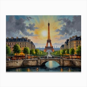 Paris At Sunset 2 Canvas Print