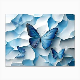 Abstract 3d Design And Prominent Blue Butterfly 1 Canvas Print