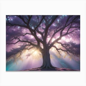 A Photograph Of A Large Tree With Thick Branches And Roots Canvas Print