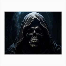 Grim Reaper Skull Pitch Black Hollow Eye Sockets Swallowing The Light A Faint Glow Emanating From (3) Canvas Print